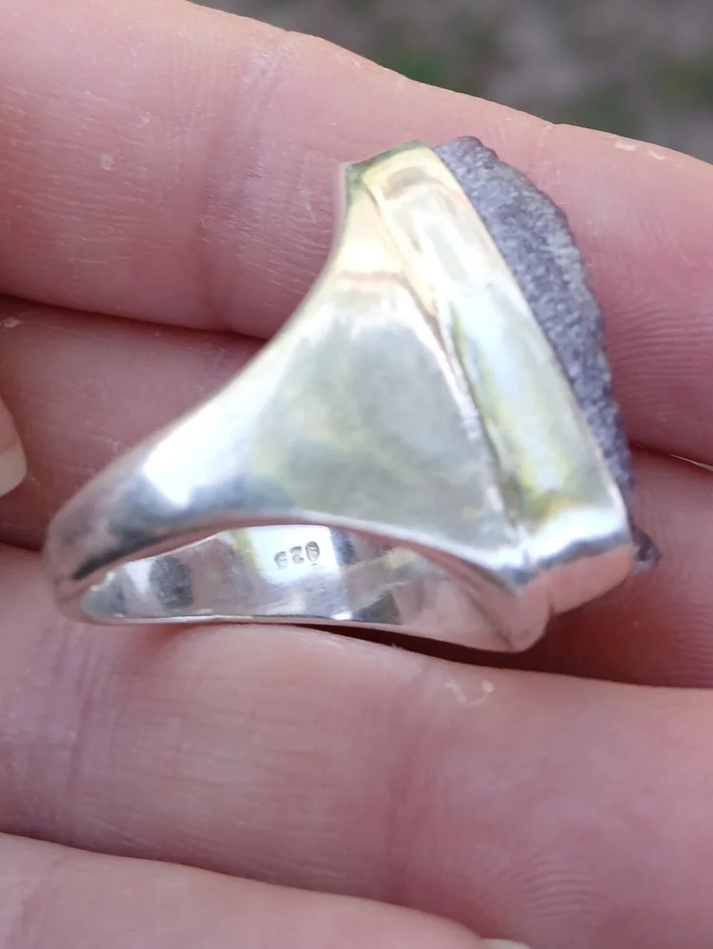 New Men's Natural Amethyst 925 Silver Ring.